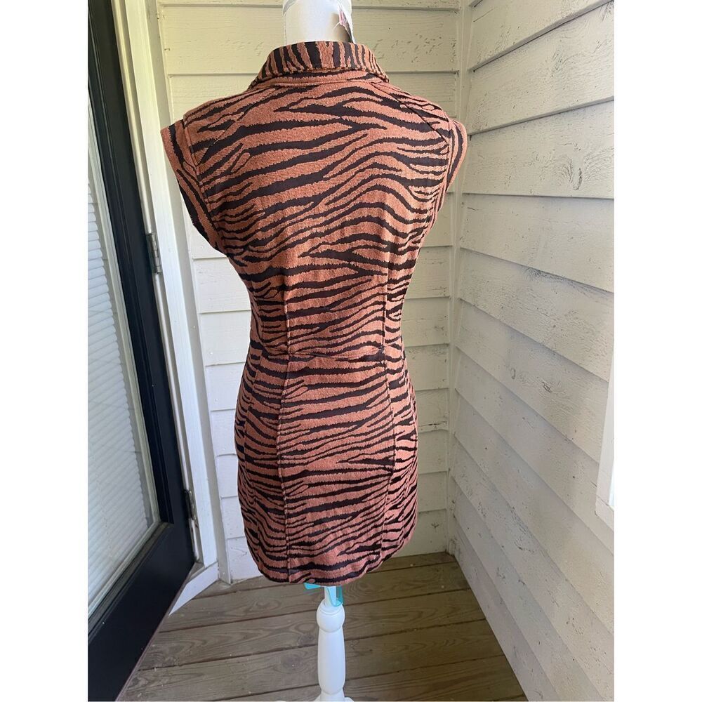 NWT Free People Tiger Print Sleeveless Button Front Dress Brown Size S P - Picture 7 of 14